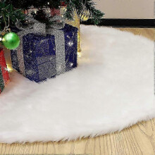 90 cm kerstboomrok, kerstboommat, witte pluche konijn kerstboomrok, kerstboomversiering, kerstfeestversiering, dobbelstenen