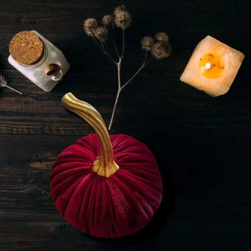 Handmade Velvet Pumpkin Decor - Soft Stuffed Fall Decoration 2