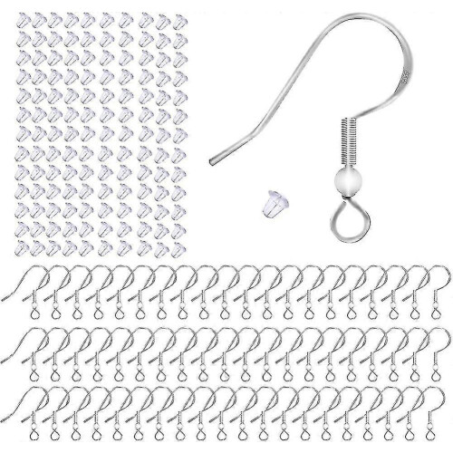 100 ganci per orecchini in argento sterling 925, componenti per orecchini ipoallergenici