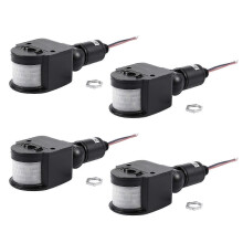 4x Automatische infrarood bewegingssensor schakelaar voor buiten, 12V DC, compatibel met LED-verlichting, zwart