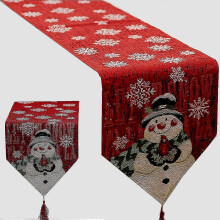 Weihnachtliche Tischdecke aus Baumwoll-Leinen, Schneemann-Bauernhaus-Tischdecke, passend für Party-, Küchen- und Familien-Esstische, 13 x 70 Zoll