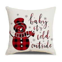 Kerstkussenhoes met rood-zwart ruitpatroon 18x18 cm Katoen-linnen bank, binnen- en buitendecoratie