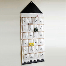 Opbergtas voor aan de muur, kerstkalender met aftelfunctie voor in de tuin, inclusief 24 kerstdecoratietasjes.