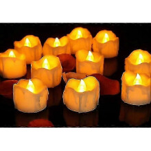 12 LED-Teelichter (flammenlos), elektrische Lichterkette, geeignet für Weihnachts-, Geburtstags- und Hochzeitsdekorationen – warmes Licht