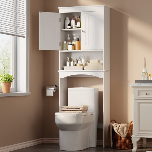 Mobiletto contenitore sopra il WC, bianco, a 3 ripiani 1