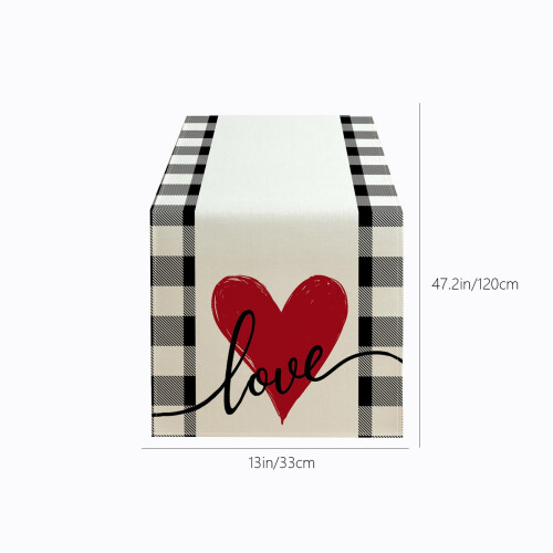 Heart Table Runner in Flax – Multicolour, 120 x 33 cm 2