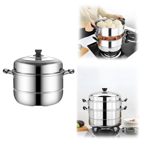 Stainless Steel Double-Layer Steamer Pot 28 cm Induction 1