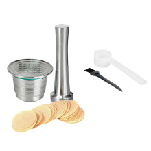Stainless Steel Coffee Filter Paper Spoon Brush Set Suitable compatible with Capsules Machines Kitchen Gadgets and Brewing Tool Multicolor