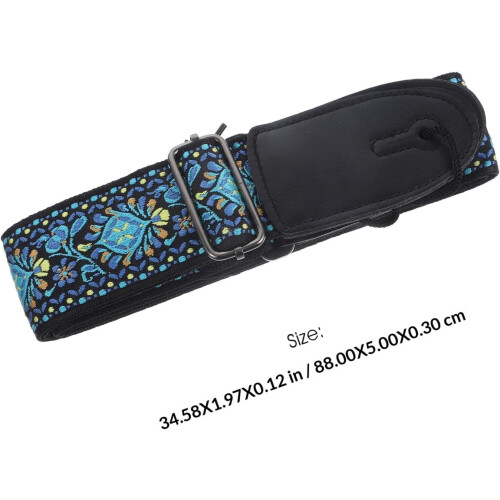 Gitarrrem i etnisk stil, robust, justerbar, 88-143 cm, bomull, metall, smutsavvisande 1