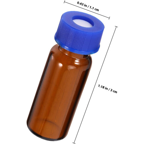 100Pcs 2Ml Amber Glass Vials with Caps and Hole Liner, Small Sampling Bottles 1
