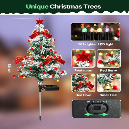 Solar Christmas Tree Lights 2-Pack Outdoor Waterproof LED 1