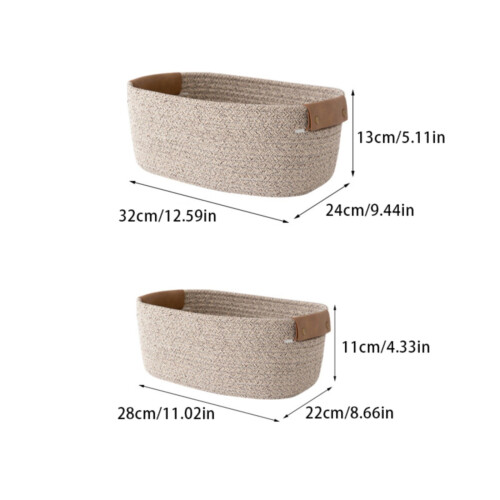 Panier de rangement de bureau tissé MBXM, marron clair, petit modèle 2