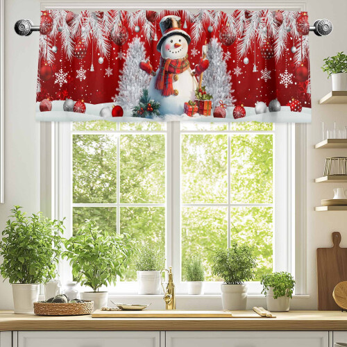 Red Polyester Valance 54x18in Rod Pocket Light Filtering 1