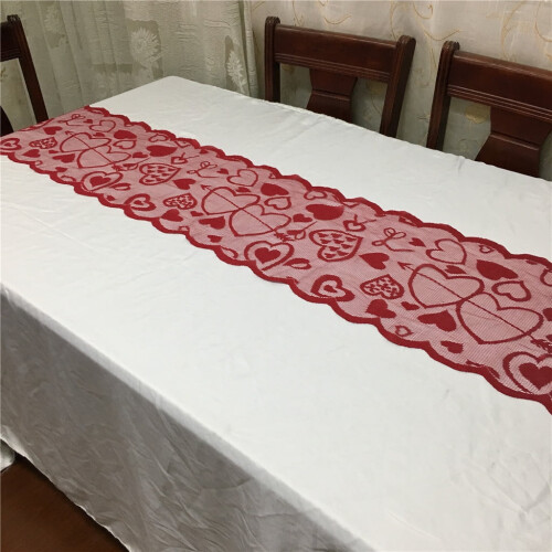 Red Poinsettia Lace Table Runner 33x183cm 2