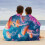 Beach Towel Lightweight Colorful Sandproof Multi-purpose 3