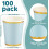 100 gobelets en papier rose clair et or de 255 ml 2