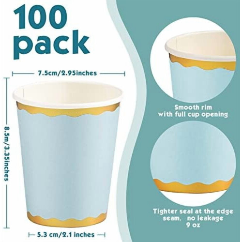 100 gobelets en papier rose clair et or de 255 ml 1