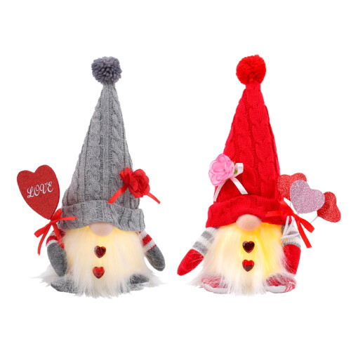 Swedish Tomte Plush Decor with Lights Grey #05 2