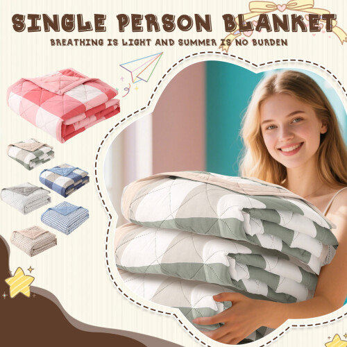 Twin Quilt Blanket – Washed Cotton Blend, Breathable & 2
