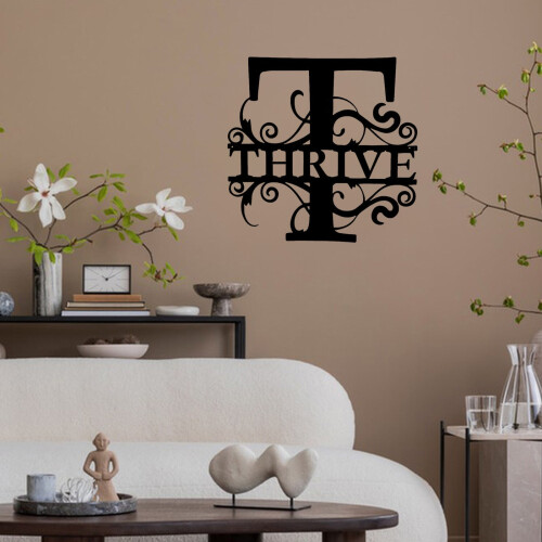 21-Letter Black Iron Wall Decor, 10" Initials Sign 1
