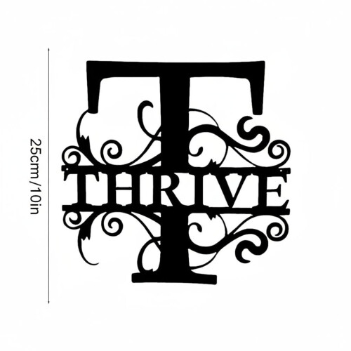 21-Letter Black Iron Wall Decor, 10" Initials Sign 2