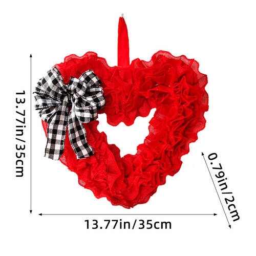 Heart-Shaped Valentine's Wreath 13.77" for Front Door 2