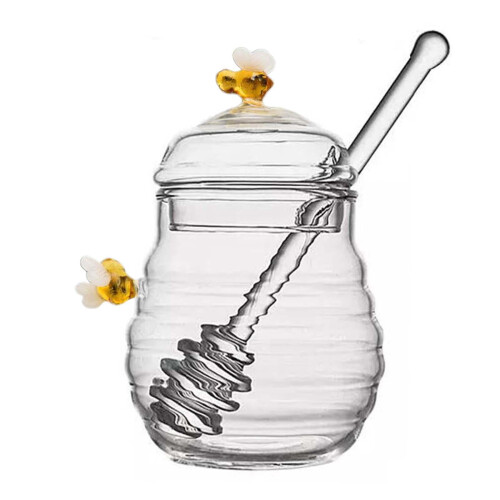 Glass Honey Jar with Dipper and Lid 2