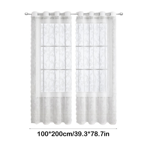 Halvtransparenta gardiner med öljetter i vit polyester 100x200cm 2
