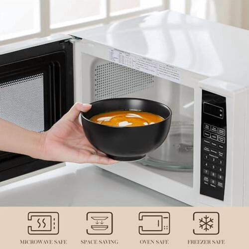 Σετ 4 Λευκών Κεραμικών Μπολ Δημητριακών, 26oz 2