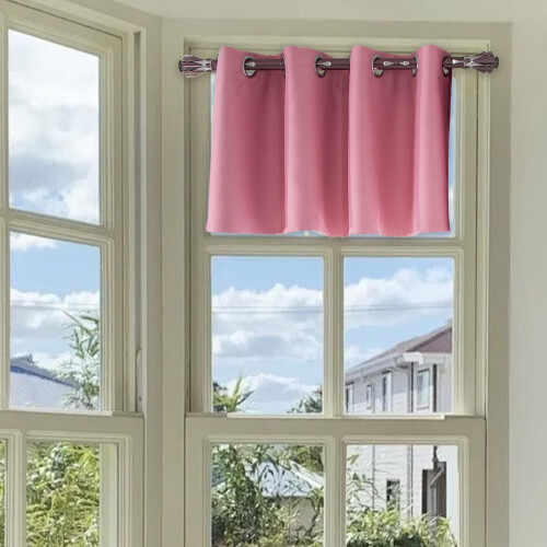 Pink Short Blackout Curtain for Kitchen Window, 74x36cm 1
