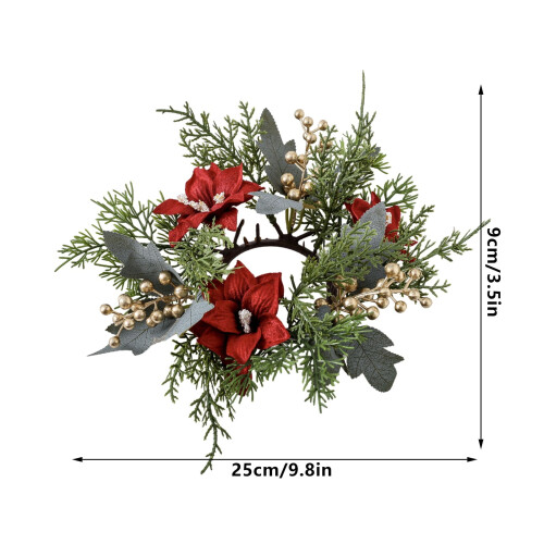 Christmas needle candlestick wreath artificial leaves 1