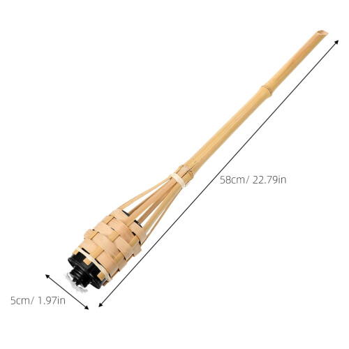 Bambu trädgårdsficklampor beige naturfärgade 4-pack 1