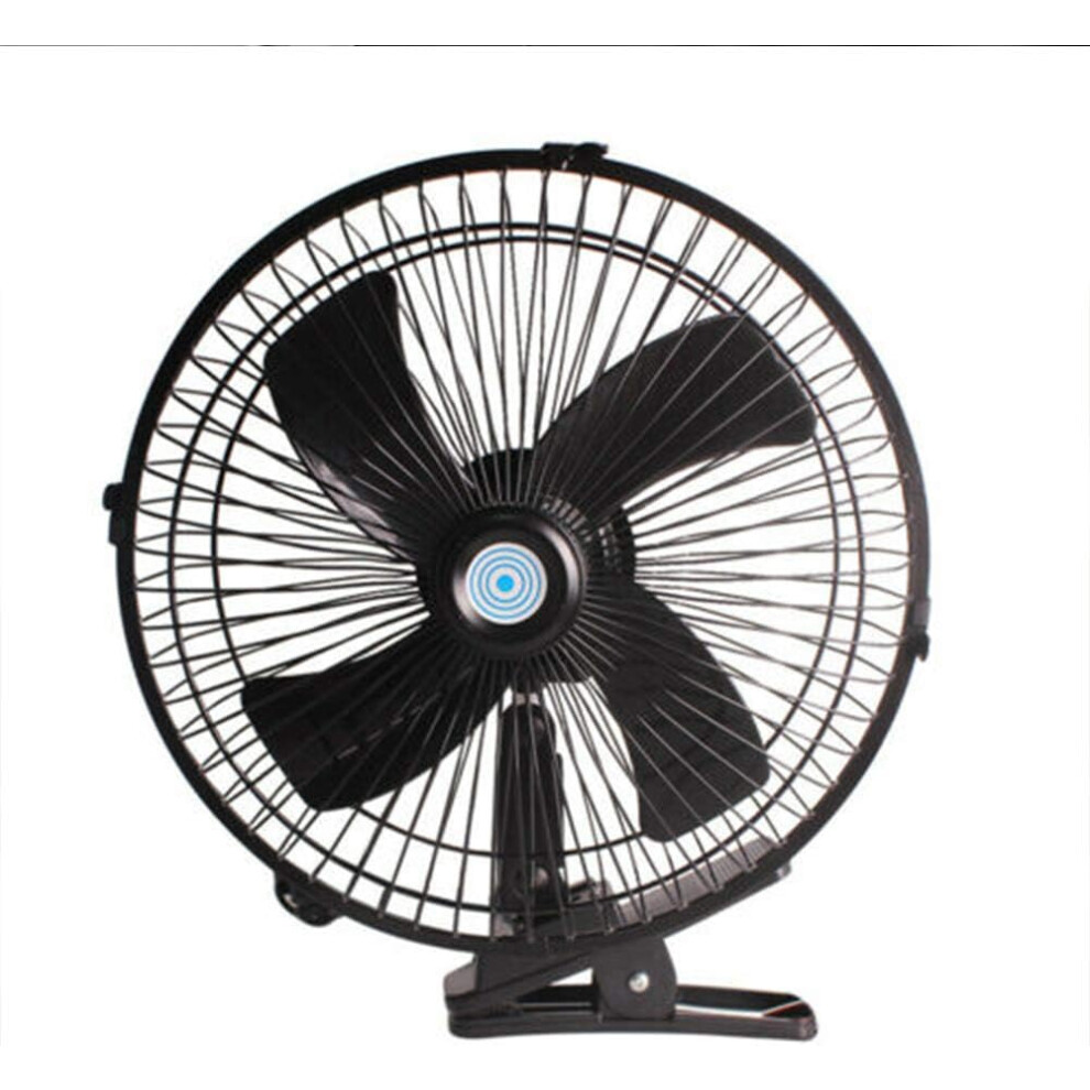 10" 12V Car Oscillating Fan Clip-On Rotatable Silent Cooling For Trucks & Rvs 8587434289086