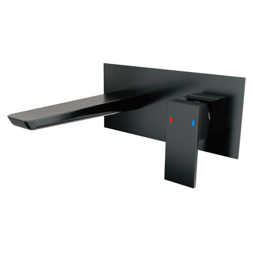 Dellonda Baridi Wall Mounting Basin Mixer Tap, Square, Matt Black - DH397 2