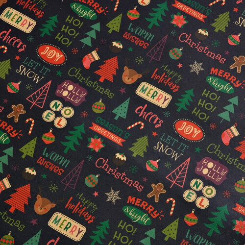 Weihnachtspapier für Kinder, Kraftpapier-Design, 3 Rollen 1
