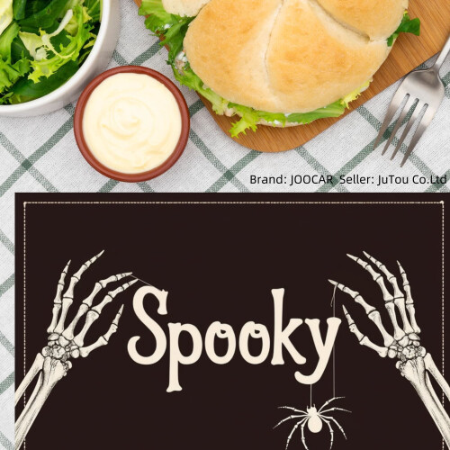 Σουπλά από λινό με σκελετό και αράχνη για το Halloween 12x18in (4 τεμάχια) 2