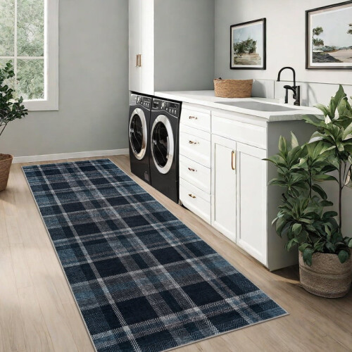 Μοντέρνο χαλί για τρέξιμο Tartan 2' x 6', αντιολισθητικό, πλενόμενο 1