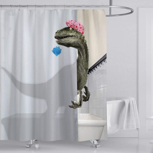 Tenda da doccia per bambini con dinosauri e ganci 1