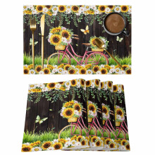 Set van 4 placemats met bloemenprint – 33 x 48 cm, antislip en machinewasbaar