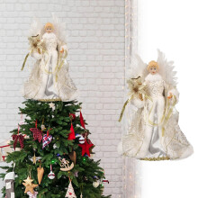 Puntale per albero di Natale a forma di angelo illuminato da 33 cm