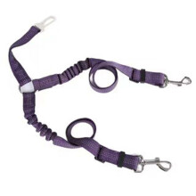 Dobbel Bilbelte for Kjæledyr: Justerbart Nylon Hundebånd for Bilturer Purple