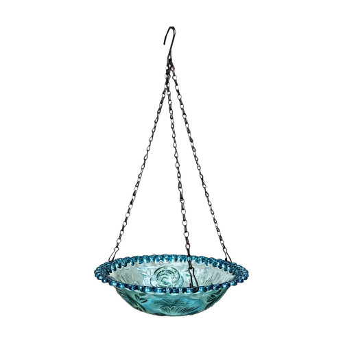See Through Hanging Bird Bath Crafted From Plastic And-Blue