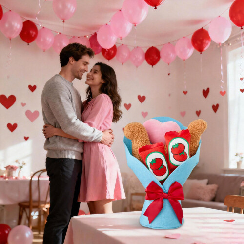 Kék plüss csokor 33 cm-es Valentin-napi ajándék