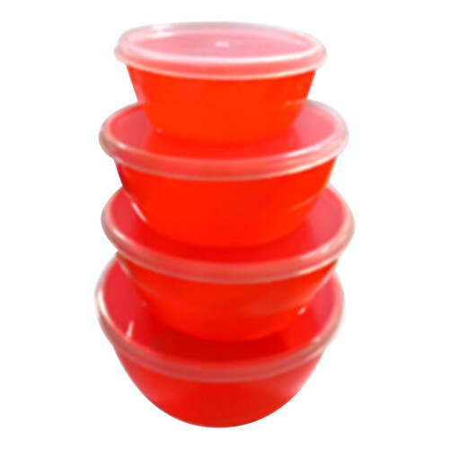 Stablebare plastboller med lokk – sett med 4 deler