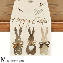 Chemin de table Lapin de Pâques 108 x 13 pouces kaki