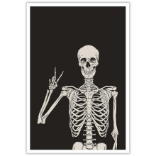 Affiche vintage sur toile pour Halloween : Victoire du squelette hippie