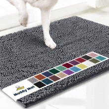 Chenille indgangsmåtte skridsikker grå 61 x 180 cm