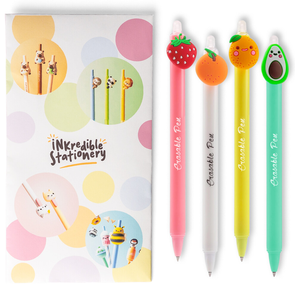 Photos - Pen Puckator Inkredible Erasable  Fruit-Themed Click s Pack of 4 OMSTASET07