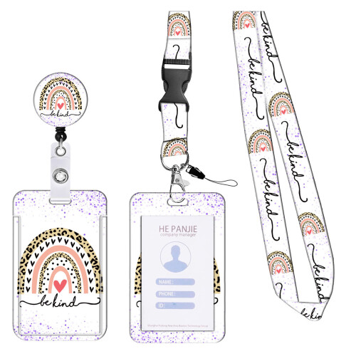Retractable Lanyard with Waterproof PVC-sequined leopard pri