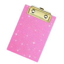 Shimmering Acrylic Clipboard With Metal Clamp 6x4Inch-Pink